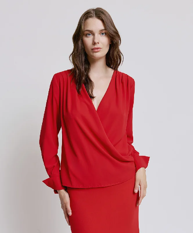 Access Fashion 2191 Red  Wrap blouse wide cuff