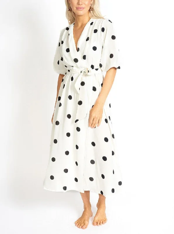 Athens Modest Cut Polka Dot Maxi Dress