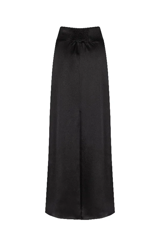 'Leo' Satin-Crepe Maxi Skirt - Black