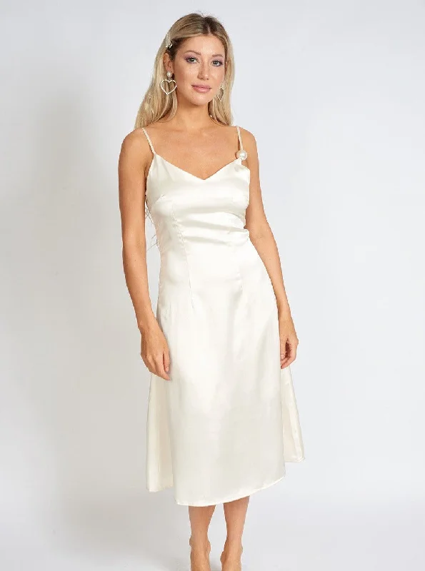 Léonie One Pearl Satin Slip Dress