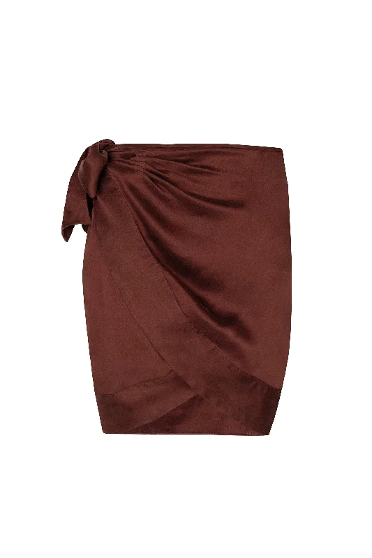 'Tarida' Silk Wrap Skirt - Bloodstone