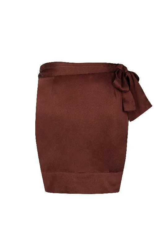 'Tarida' Silk Wrap Skirt - Bloodstone