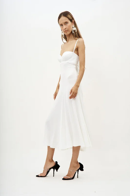 Rose Sweetheart White Midi Dress