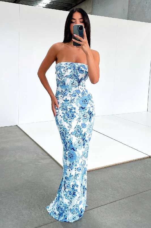 Charms Maxi Dress - Blue Floral