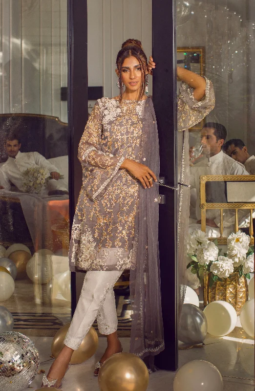 Embellished Shirt Paired with a Dupatta and Cigarette Pants