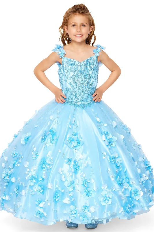 Girls 3D Floral Cape Gown by Cinderella Couture 8030