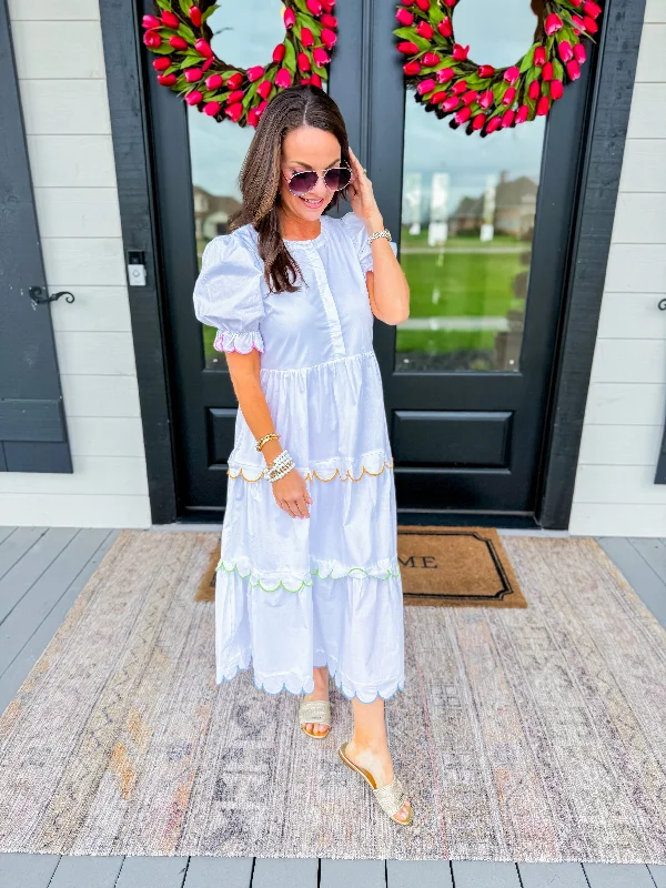 Puffy Short Sleeve Midi Dress