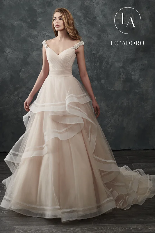 Layered Off Shoulder Wedding Dress by Mary's Bridal M667