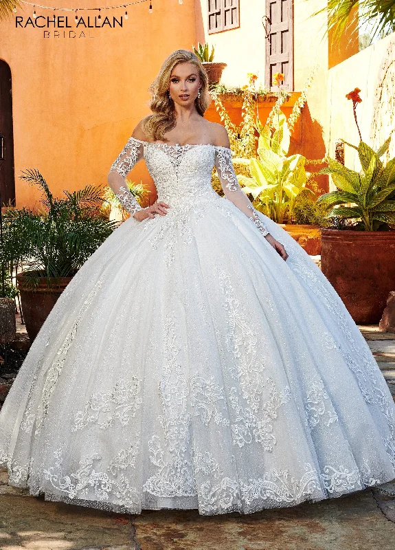 Off Shoulder Long Sleeve Bridal Gown by Rachel Allan RB6112