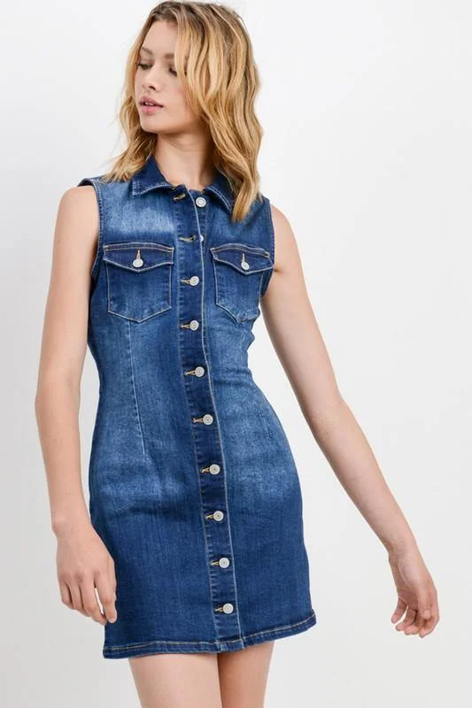 Paola, Basic collared denim dress