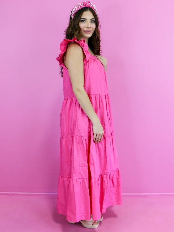 Pretty in Hot Pink Midi Dress