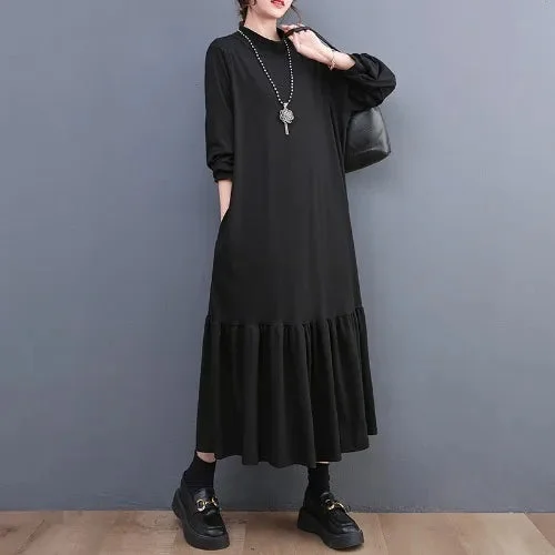 DressBetty - Winter Loose Split Joint Long Sweatshirt Midi Dress