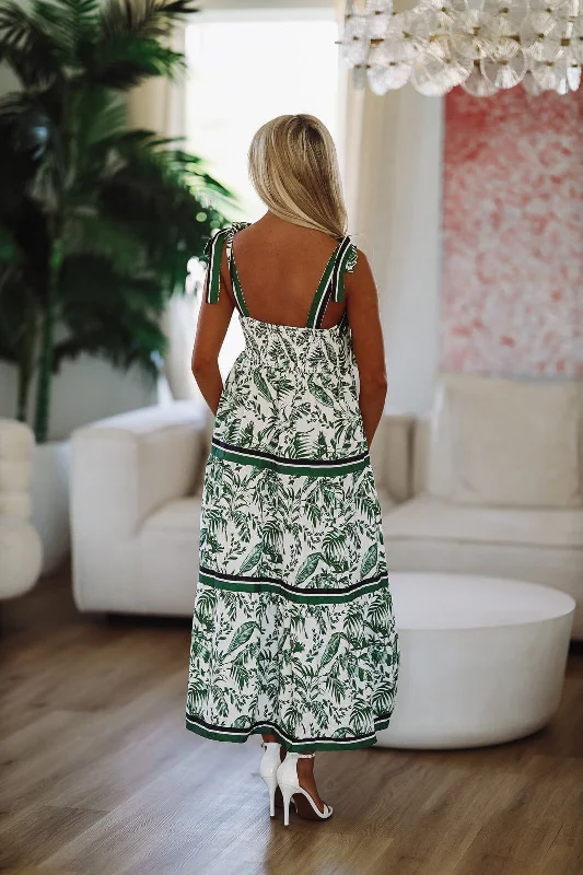 Fly Me to Greece Midi Dress - Green