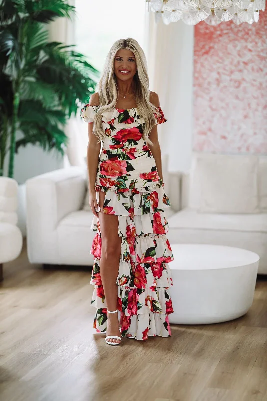 Good For You Floral Maxi Dress - White