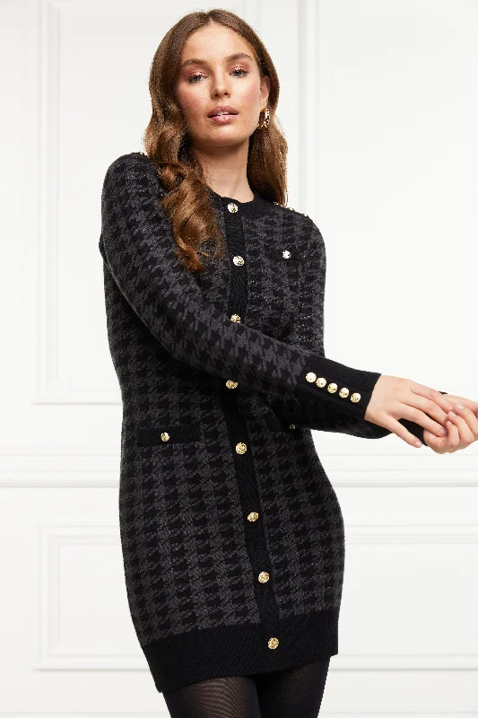 Hepburn Mini Dress (Grey Houndstooth)