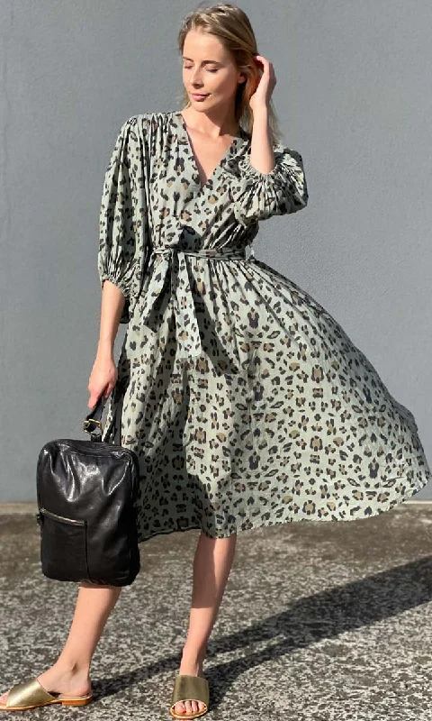 HOSS Amrita Green Animal Print Dress