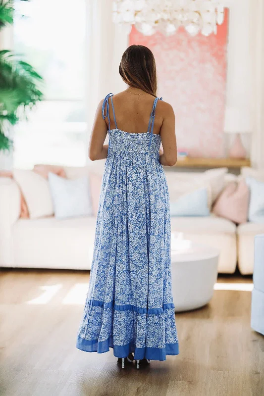 Italian Coast Maxi Dress - Blue and White